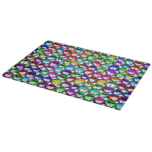 COOL SMILING FACES GROUP CUTTING BOARD