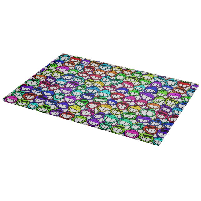 COOL SMILING FACES GROUP CUTTING BOARD (Corner)