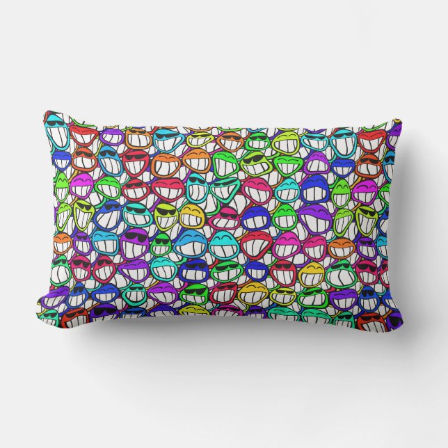 COOL SMILING FACES GROUP I + your idea Lumbar Pillow (Front)