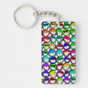 COOL SMILING FACES GROUP KEYCHAIN