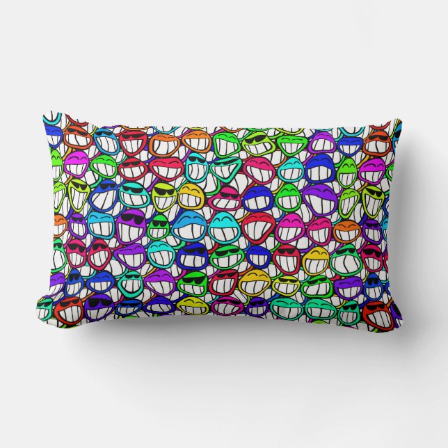COOL SMILING FACES GROUP LUMBAR PILLOW (Front)