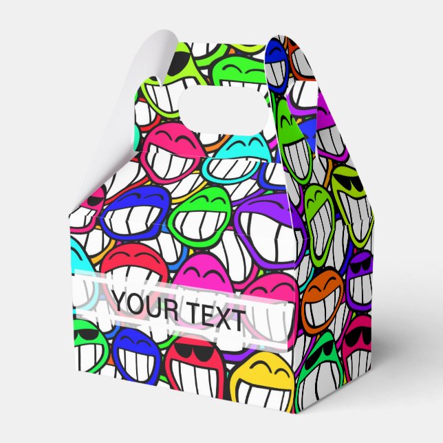 COOL SMILING FACES GROUP + your text Favor Box (Front Side)