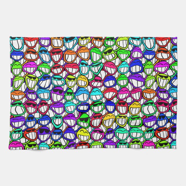 Cool Smiling Faces Kitchen Towel (Horizontal)