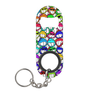 Cool Smiling Faces Pattern + your idea Mini Bottle Opener