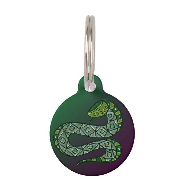 Cool Snake Metallized Tribal Art Pet Tag (Front)