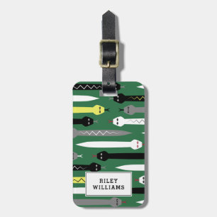 Cool Snake Pattern Dark Green - Add Your Name Luggage Tag