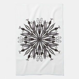 Cool Snakes Black And White Botanical Gothic Kitchen Towel