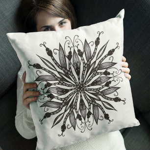Cool Snakes Black And White Botanical Gothic Throw Pillow