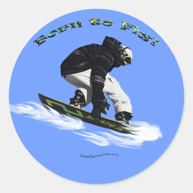 Cool Snow Boarder Winter Sports Theme Classic Round Sticker (Front)