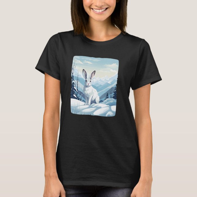 Cool Snow Mountains with Rabbit Animals for Snowsh T-Shirt (Front)