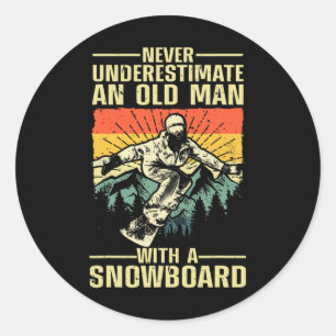 Cool Snowboard Art Men Women Skier Snowboarding Sn Classic Round Sticker