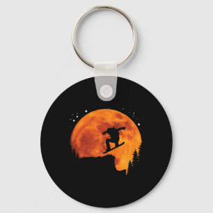 Cool Snowboard Snowboarder Cliff Jump To The Moon  Keychain