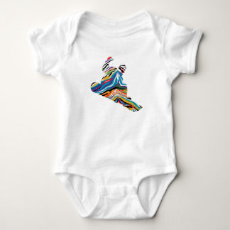 Cool Snowboarder in a Psychedelic Zebra Pattern Baby Bodysuit