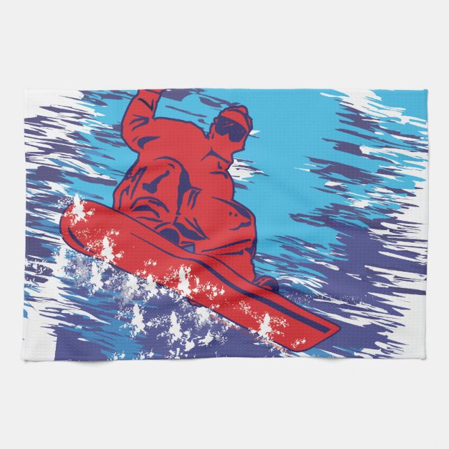Cool Snowboarder Kitchen Towel (Horizontal)