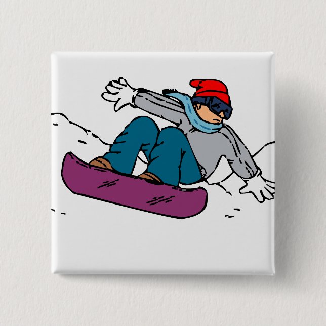 Cool Snowboarder | snowboarding gift | winter love 2 Inch Square Button (Front)