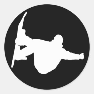 Cool snowboarding classic round sticker