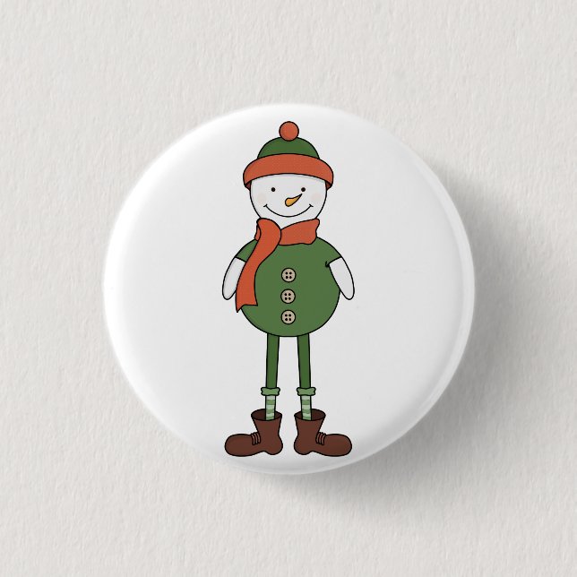 Cool Snowman 1 Inch Round Button (Front)