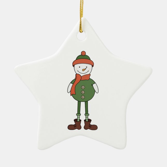 Cool Snowman Ceramic Ornament (Front)