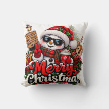 Cool Snowman Christmas Pillow - Cozy Gift