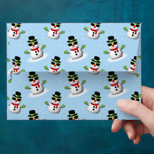 Cool Snowman Christmas Winter blue pattern Envelope