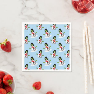 Cool Snowman Christmas Winter blue pattern Napkin