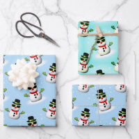 Cool Snowman Christmas Winter blue pattern