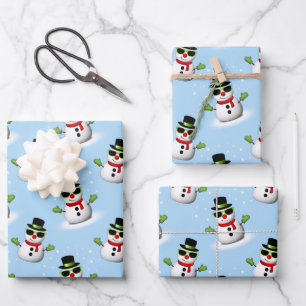 Cool Snowman Christmas Winter Holidays pattern Wrapping Paper Sheet