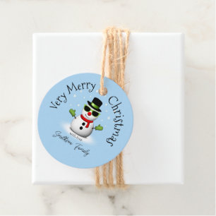Cool Snowman Merry Christmas Winter Custom name Favour Tags