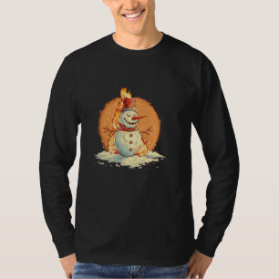 Cool Snowman Outfit for Winter and Flames Lovers T-Shirt