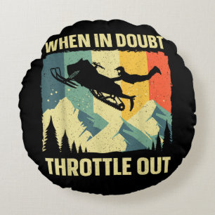 Cool Snowmobile Art for Men Women Kids Snowmobile Round Pillow