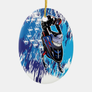 Cool Snowmobiler Ceramic Ornament