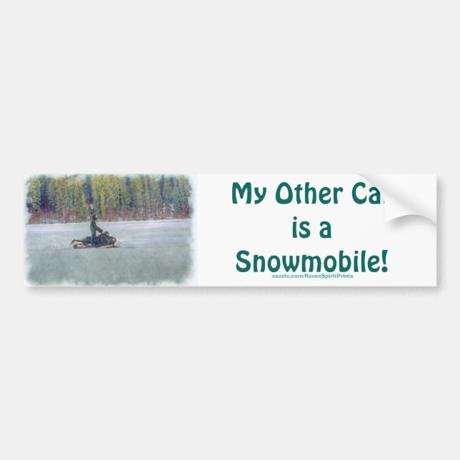 Cool Snowmobiler on Ice Lake Winter Sports Theme Bumper Sticker (Front)