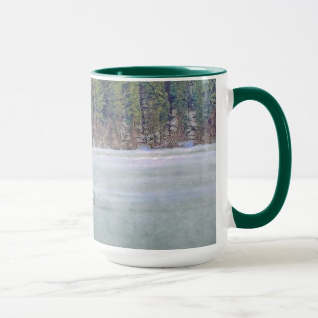 Cool Snowmobiler on Ice Lake Winter Sports Theme Mug (Right)