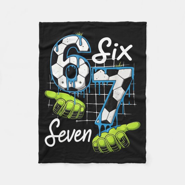 Cool Soccer 67 Drip Hands Six Seven Gen Alpha Meme Fleece Blanket (Front)