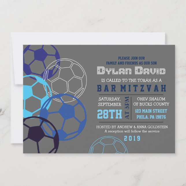 COOL SOCCER  Bar Mitzvah Invitation (Front)