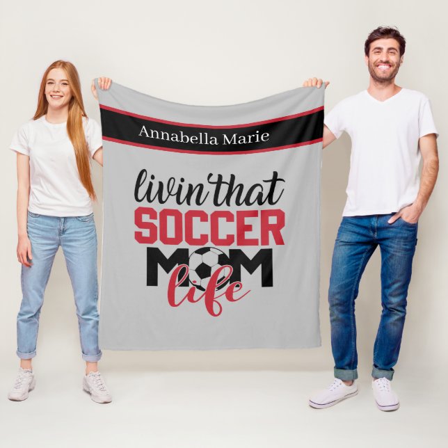 cool soccer Mom add name sports Fleece Blanket (In Situ)