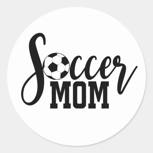 cool soccer Mom sports word art Classic Round Sticker (Front)