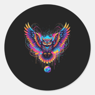 Cool Soccer Owl Art Paint Splatter Design Classic Round Sticker