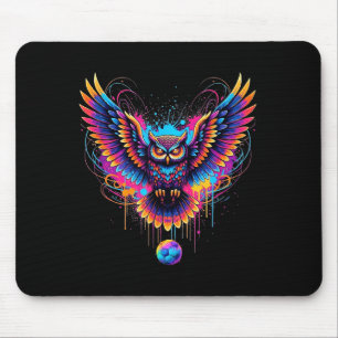 Cool Soccer Owl Art Paint Splatter Design  Mouse Pad