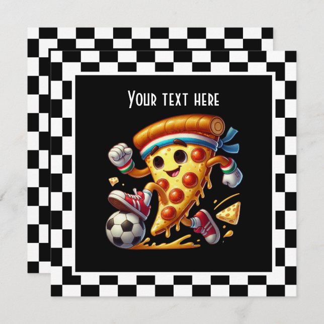 Cool Soccer pizza party  Invitation (Front/Back)