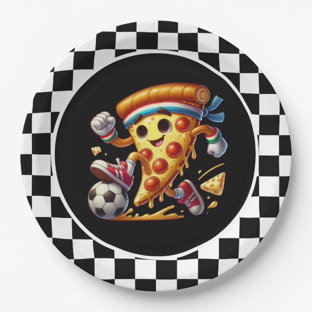 Cool Soccer pizza party  Paper Plate (Front)