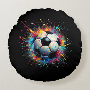Cool Soccer Player Sport For Boys Men Girls Women Round Pillow
