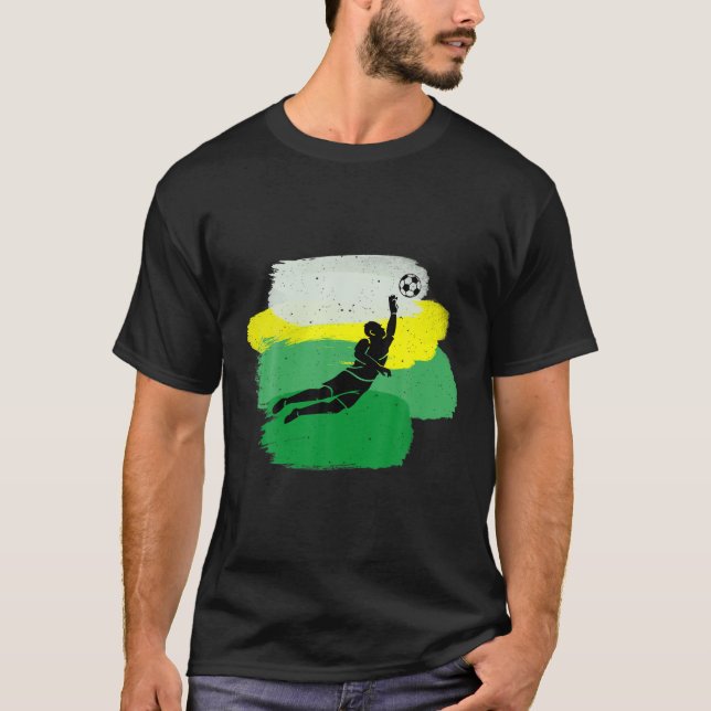 Cool Soccer Player With Soccer Ball And Goalkeeper T-Shirt (Front)