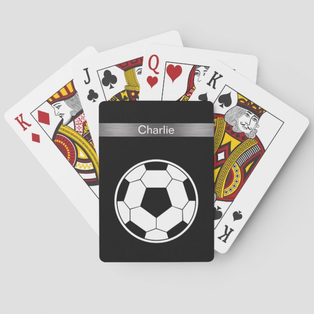 Cool Soccer Theme Personalized Playing Cards (Back)