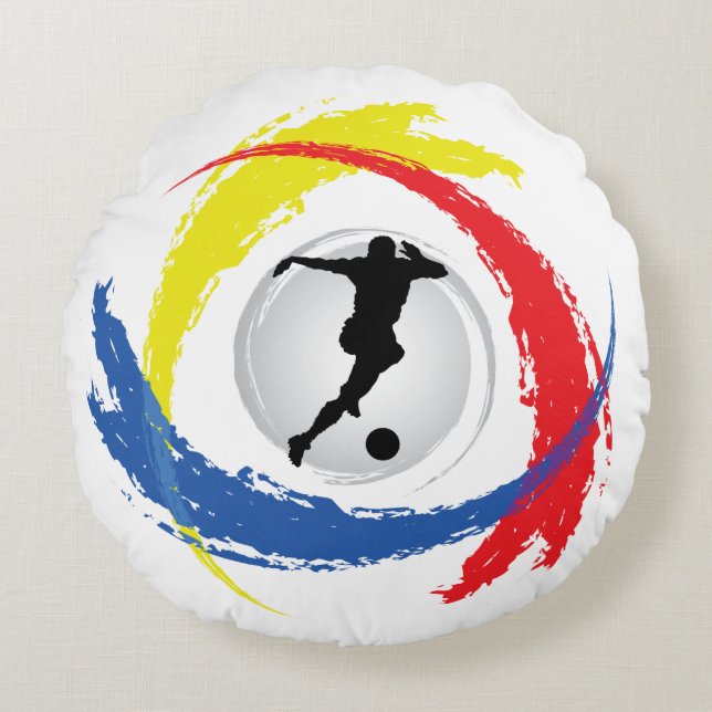 Cool Soccer Tricolor Emblem Round Pillow (Front)