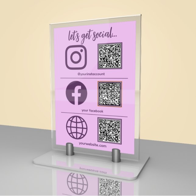Cool Social Media Sign With QR Code Table Card (Creator Uploaded)