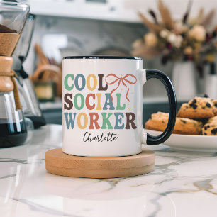 Cool Social Worker Retro Coquette Custom Mug