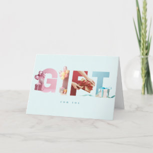 Cool Soft Blue GIFT Birthday Photo Typography Card