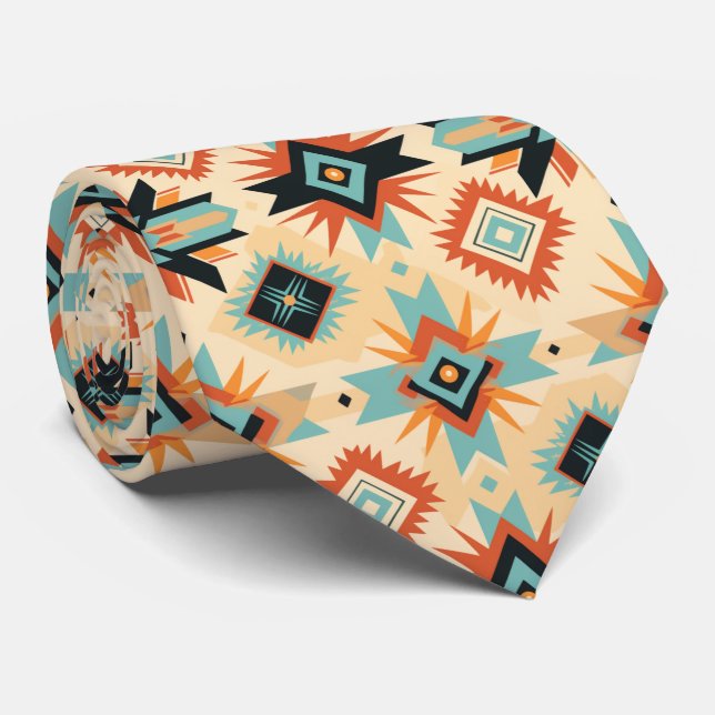 Cool Southwestern Boho tiled pattern  Tie (Rolled)