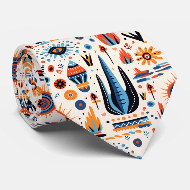 Cool Southwestern Boho tiled pattern  Tie (Rolled)